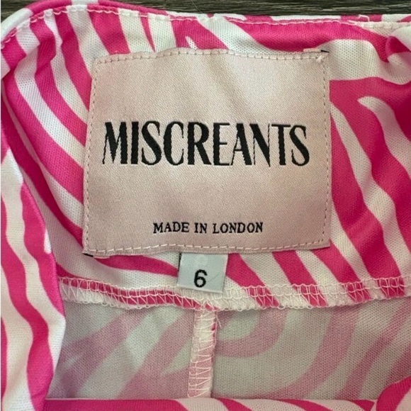 NWOT Miscreants Pink & White Zebra Cupid Mini Dress With Gloves Sz US 14/ UK 18 - Picture 3 of 6